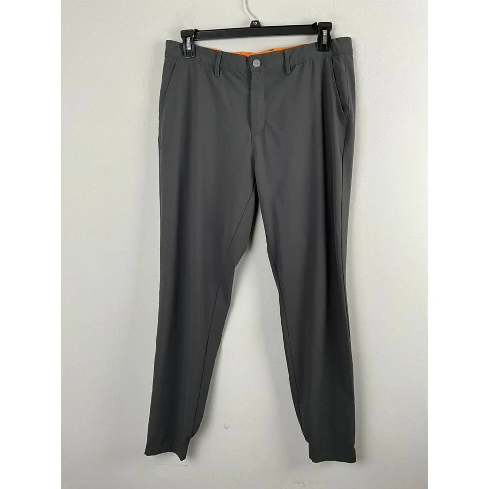 Macade Golf Mens 36x30 ‎ Regular Slim Fit Jogger Pants Gray Elastic Zip